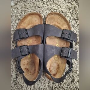 Birkenstock Milano Leather Sandals Size 38 Women’s 7 Gray Adjustable Straps